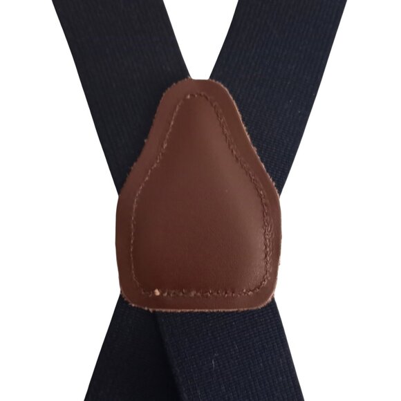 Vintage Suspenders Navy Blue Clip On Stretch West Germany - Picture 2 of 7